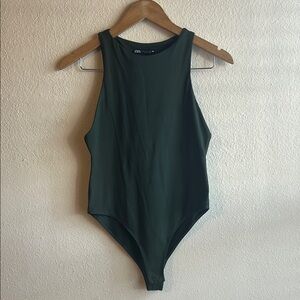 Zara Forest Green Sleeveless Bodysuit